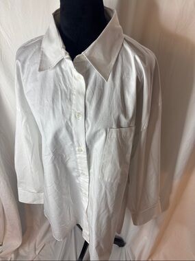 Zara Oversized White Button-Down Open Back Shirt